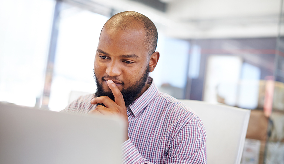 Legal Man Thinking Laptop Column