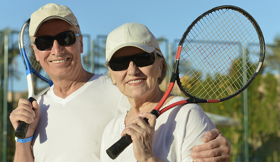 Wellness Seniors Playing Tennis Column