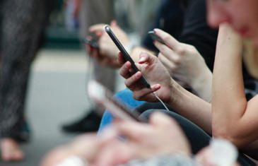 Technology People Using Smartphones Column