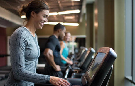 Equipment life fitness woman on treadmill column