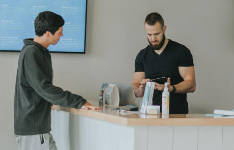 Technology reception cashier stock column