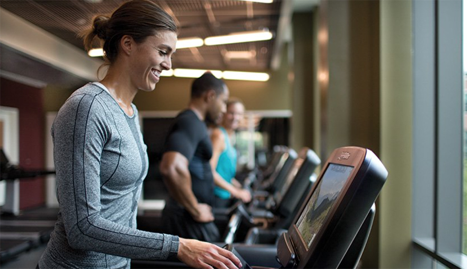 Equipment life fitness woman on treadmill column